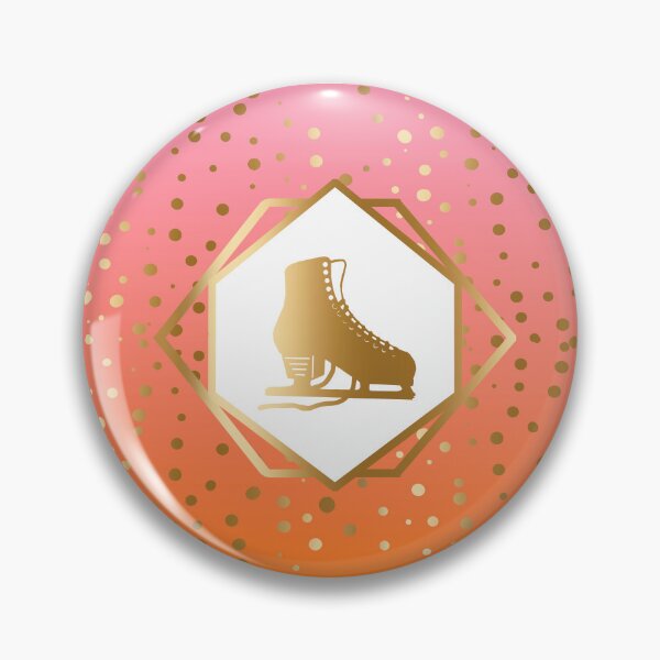 Item preview, Gold Figure Skate with Gold Dots on Pink to Orange  Gradient designed and sold by PD-Skating.