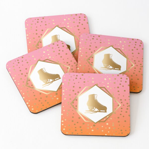 Item preview, Gold Figure Skate with Gold Dots on Pink to Orange  Gradient designed and sold by Purposely Designed.