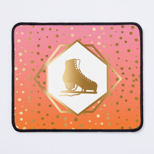 Item preview, Gold Figure Skate with Gold Dots on Pink to Orange  Gradient designed and sold by PD-Skating.