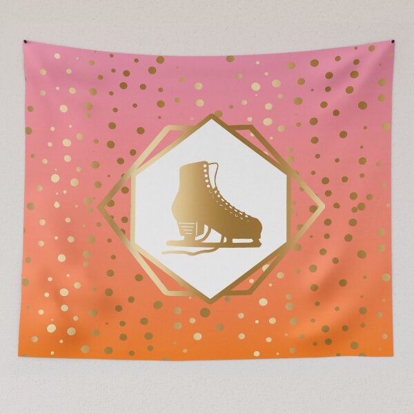 Item preview, Gold Figure Skate with Gold Dots on Pink to Orange  Gradient designed and sold by Purposely Designed.