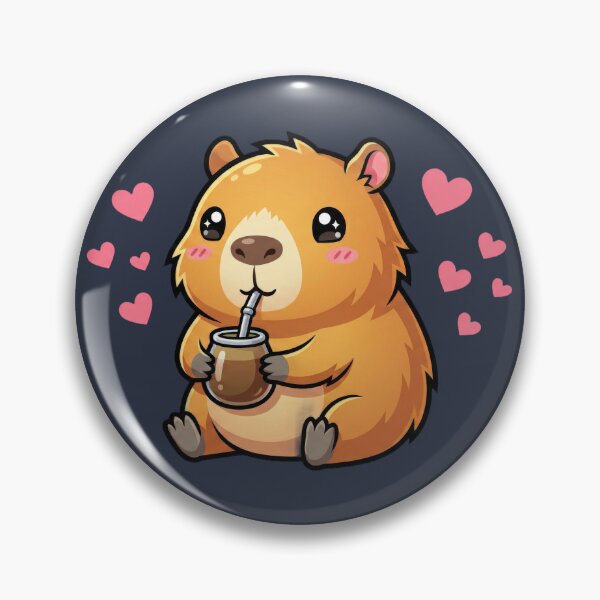 Item preview, Adorable Capybara with Yerba Mate Gourd and Hearts designed and sold by flamini.