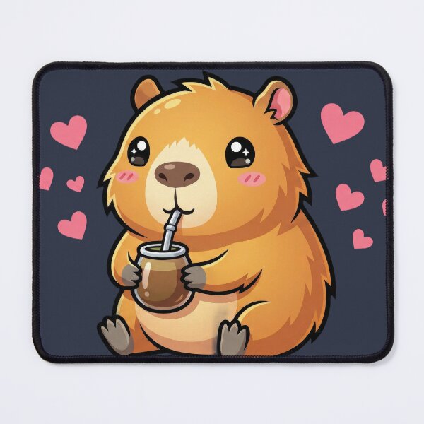 Item preview, Adorable Capybara with Yerba Mate Gourd and Hearts designed and sold by flamini.