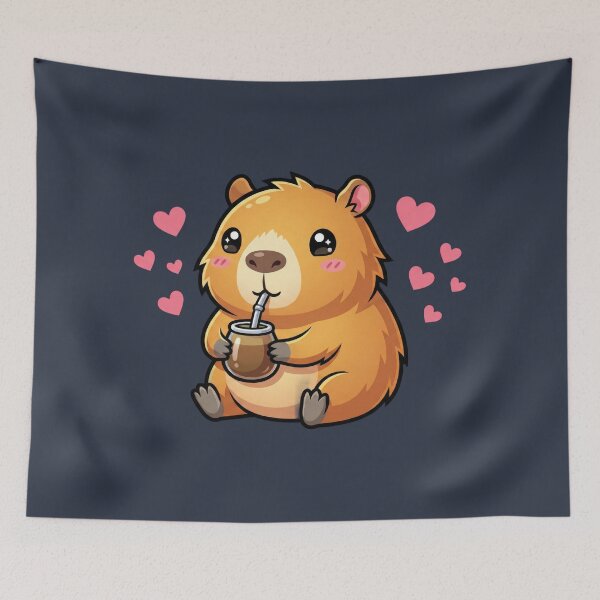Item preview, Adorable Capybara with Yerba Mate Gourd and Hearts designed and sold by flamini.