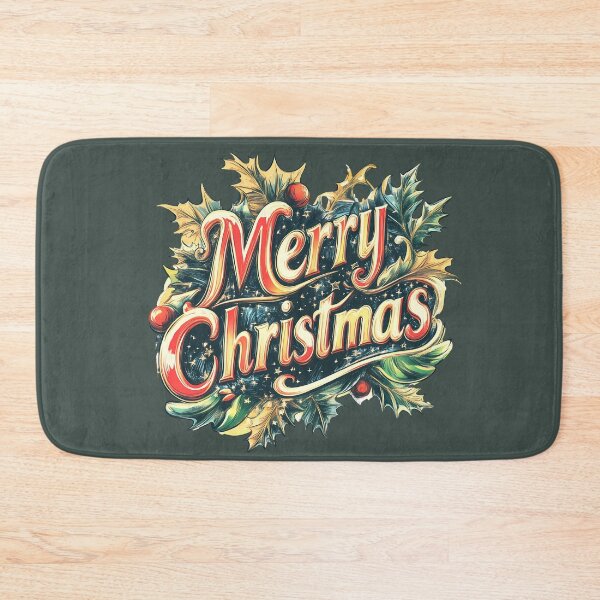 Item preview, Merry Christmas against a backdrop of a bouquet of shrubs, spruce, and leaves   designed and sold by JaroDesign2023.