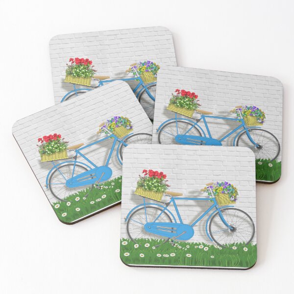 Item preview, Bicycle with flower baskets illustration designed and sold by ChimaHome.
