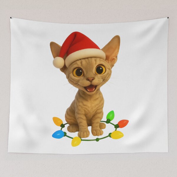 Item preview, Christmas Devon Rex Cat designed and sold by Sillytoe.