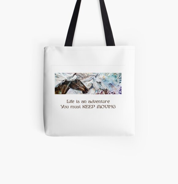 Horses Keep Moving All Over Print Tote Bag
