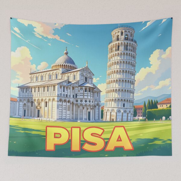 Item preview, Pisa, Italy: Vintage-Style Painterly Travel Poster designed and sold by LSVart.