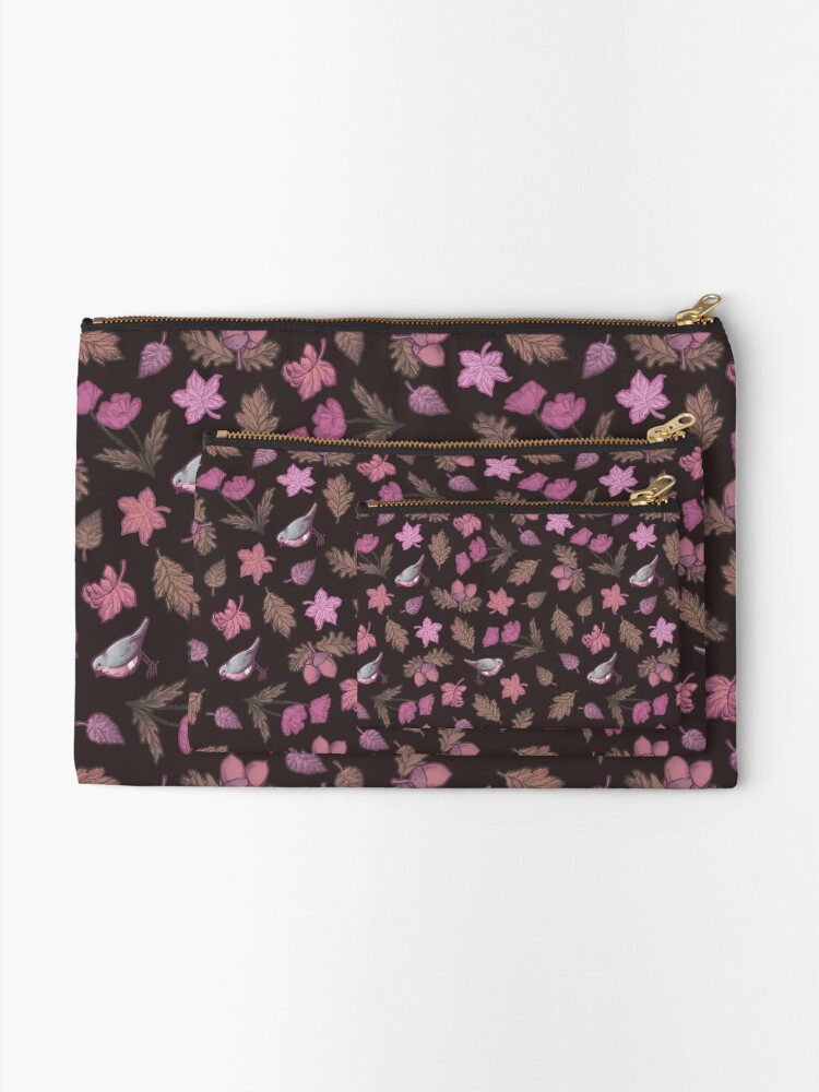 Thumbnail 2 of 4, Zipper Pouch, Folk Autumn Mauve designed and sold by medusadollmaker.