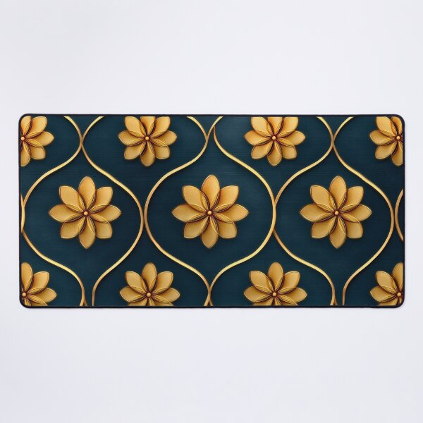 Item preview, Luxury Gold Floral Lattice Pattern on Deep Teal designed and sold by Queen Faceless Designs.