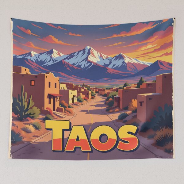 Item preview, Taos, New Mexico, USA: Vintage-Style Painterly Travel Poster designed and sold by LSVart.