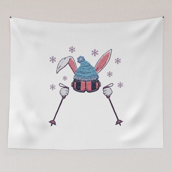 Item preview, Faux yarn skiing rabbit winter humor designed and sold by HandicraftArt.