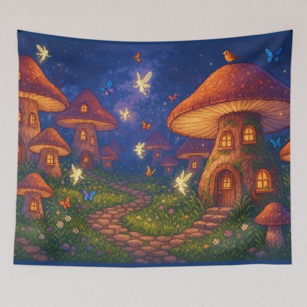 Item preview, Mushroom Fairy Land Pixel Art designed and sold by Vibrantpixel47.