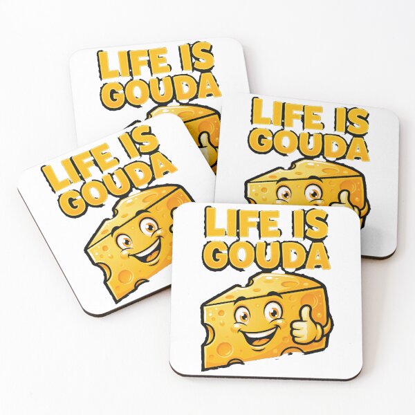 Item preview, Life Is Gouda Happy Funny Cheese Pun designed and sold by Quillway.