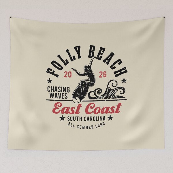 Item preview, Surfing Folly Beach Chasing Waves Surf East Coast South Carolina designed and sold by eclecTEEq.