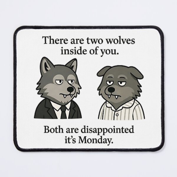 Item preview, Two Wolves Inside You Disappointed It's Monday designed and sold by Ever-Shop.