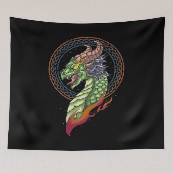 Item preview, Nordic Dragon Viking Art - Celtic Knotwork Dragon Design - Norse Mythology Symbol designed and sold by leen12 Art Designs Prints.