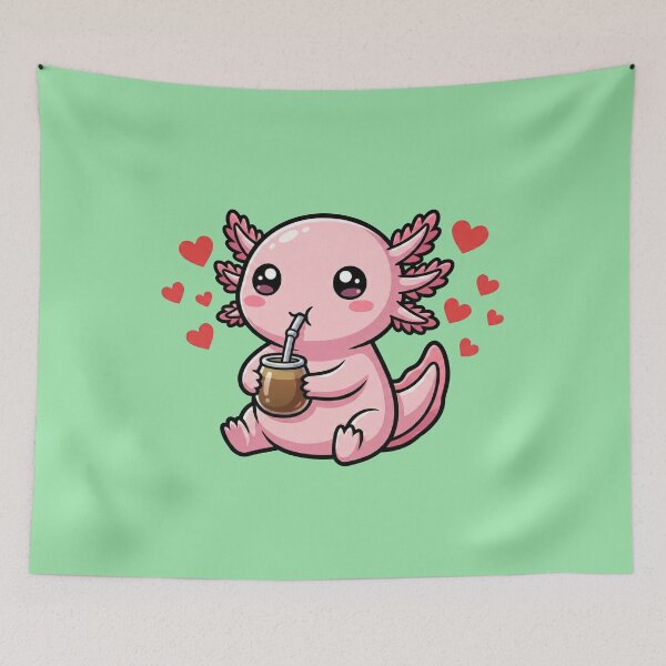 Item preview, Cute Kawaii Axolotl Drinking Yerba Mate designed and sold by flamini.