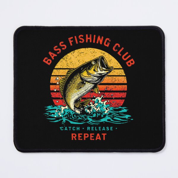 Item preview, Retro Bass Fishing Club – Vintage Largemouth Bass Jumping Sunset Design for Fishermen designed and sold by Morgen Design Studio.