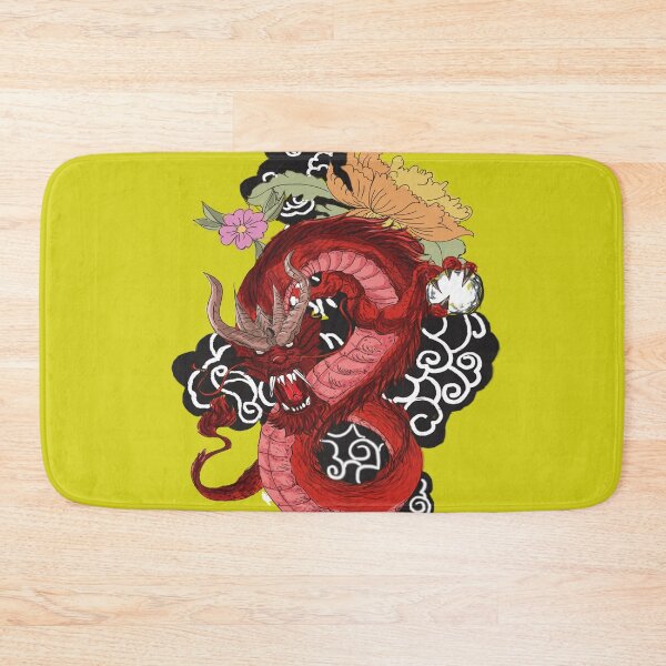 Item preview, Red Dragon Flowers Chinese Art - Traditional Asian Dragon Design - Japanese Style designed and sold by leen12 Art Designs Prints.