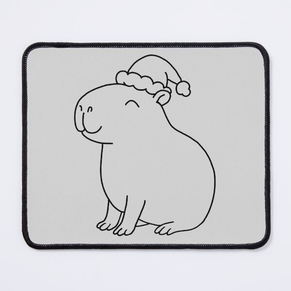 Item preview, Smiling Capybara in Santa Hat Line Art Santabara designed and sold by EmeraldeaArt.