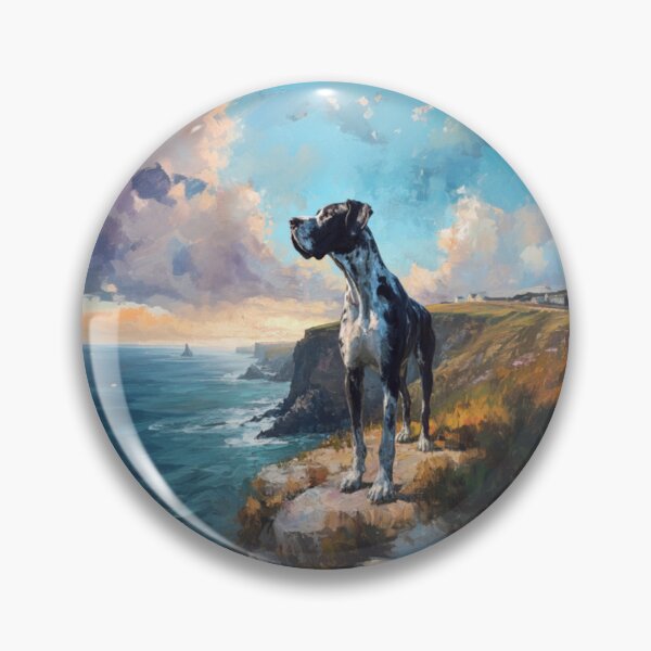 Item preview, A noble Great Dane standing proudly on a cliff overlooking the sea, Dogs in Motion designed and sold by CDC40.