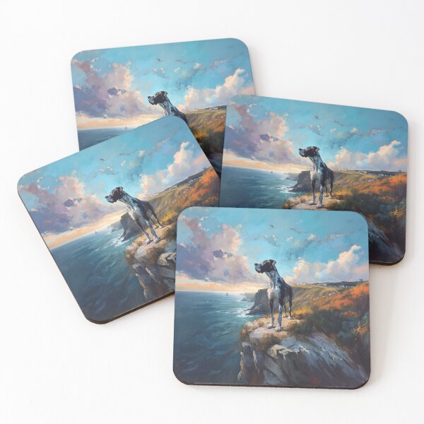Item preview, A noble Great Dane standing proudly on a cliff overlooking the sea, Dogs in Motion designed and sold by CDC40.