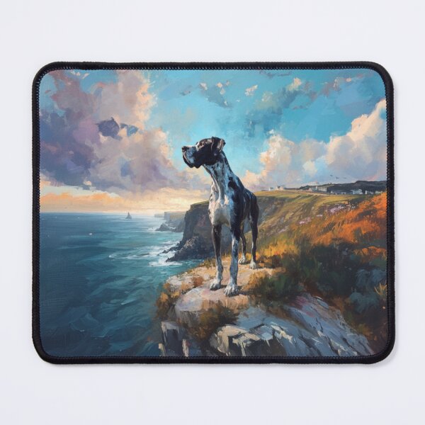 Item preview, A noble Great Dane standing proudly on a cliff overlooking the sea, Dogs in Motion designed and sold by CDC40.