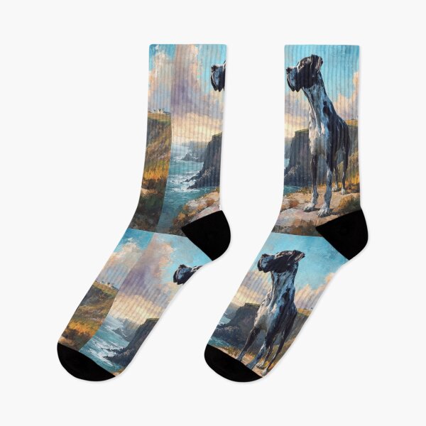 Item preview, A noble Great Dane standing proudly on a cliff overlooking the sea, Dogs in Motion designed and sold by CDC40.