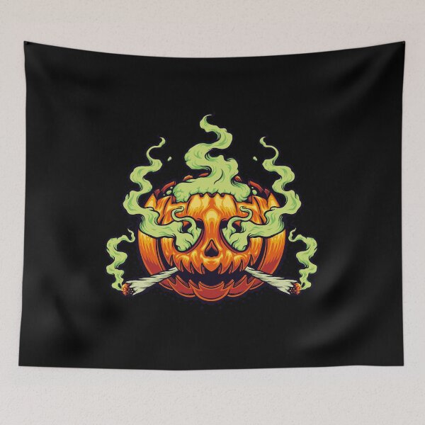 Item preview, Stoner Pumpkin Halloween Art - 420 Cannabis Weed Smoking Jack O Lantern Design designed and sold by leen12 Art Designs Prints.