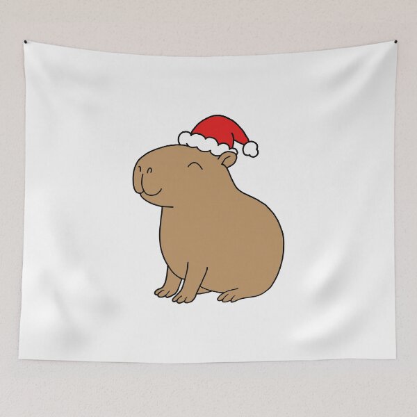 Item preview, Smiling Santabara Capybara in Santa Hat designed and sold by EmeraldeaArt.