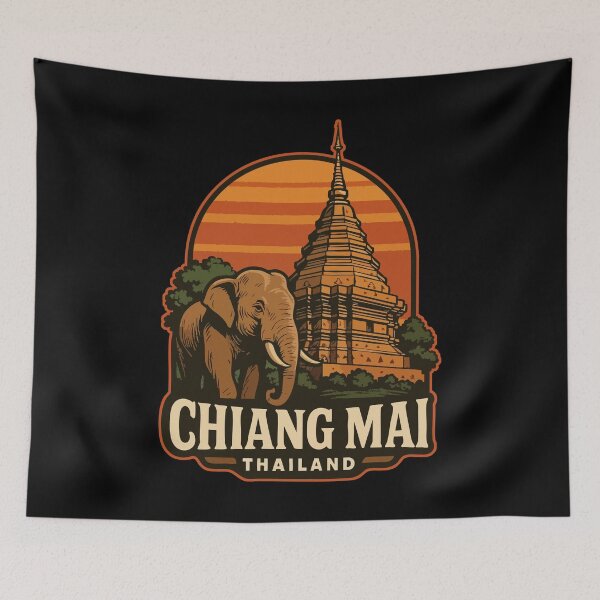 Item preview, Chiang Mai Thailand Retro Vintage Travel designed and sold by TomFrontierArt.