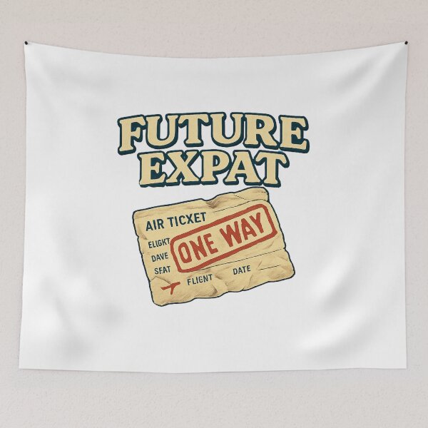 Item preview, Future Expat One Way Ticket Adventure Vintage Travel designed and sold by Retro-Anime9.