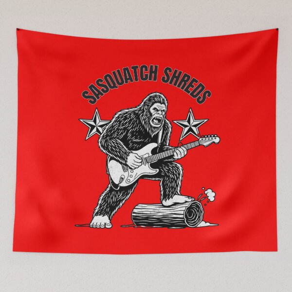 Item preview, **SASQUATCH SHREDS Funny Bigfoot Guitar T-Shirt designed and sold by Searching ideas.