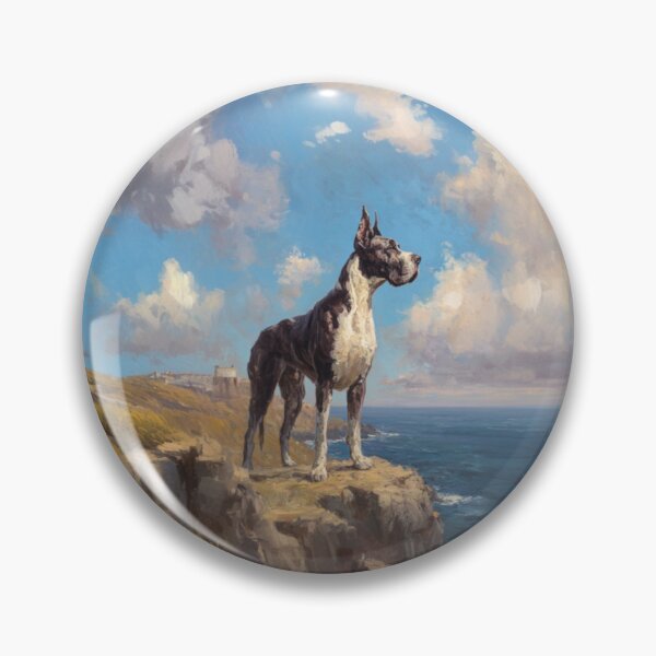 Item preview, A noble Great Dane standing proudly on a cliff overlooking the sea, Dogs in Motion designed and sold by CDC40.