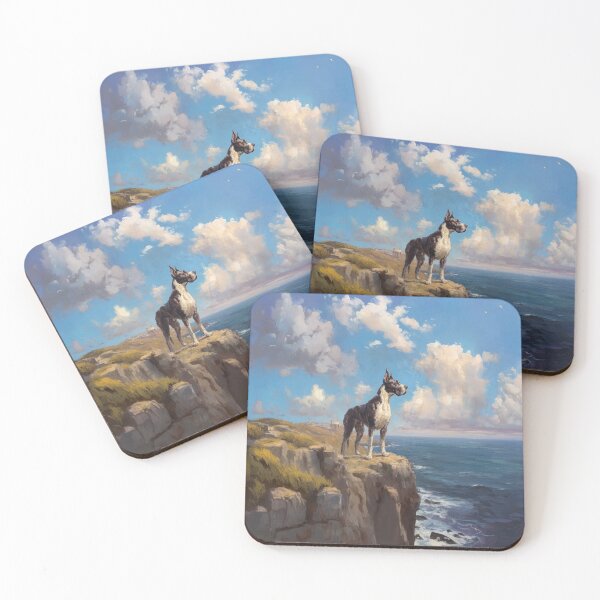 Item preview, A noble Great Dane standing proudly on a cliff overlooking the sea, Dogs in Motion designed and sold by CDC40.