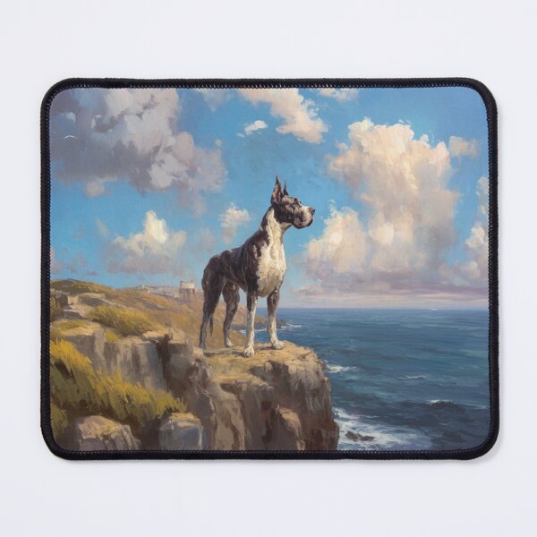 Item preview, A noble Great Dane standing proudly on a cliff overlooking the sea, Dogs in Motion designed and sold by CDC40.