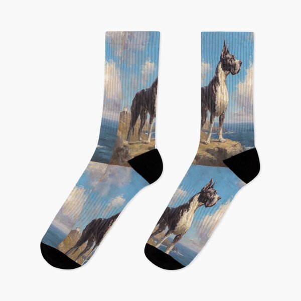 Item preview, A noble Great Dane standing proudly on a cliff overlooking the sea, Dogs in Motion designed and sold by CDC40.