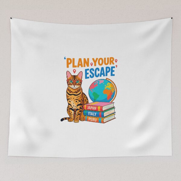 Item preview, Plan Your Escape Travel Planner Cat designed and sold by Quillway.