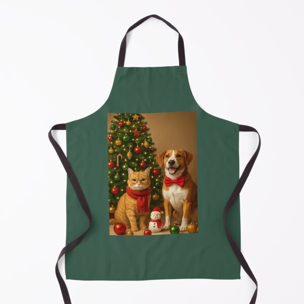 Item preview, Cat & Dog by the Christmas Tree -Bright Christmas sticker with a red cat and a stylish dog near the Christmas tree designed and sold by Felia001.