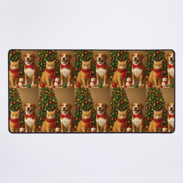 Item preview, Cat & Dog by the Christmas Tree -Bright Christmas sticker with a red cat and a stylish dog near the Christmas tree designed and sold by Felia001.