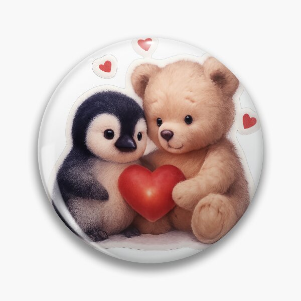 Item preview, Adorable Penguin and Bear Couple Illustration with Glowing Heart Premium High Quality Sticker Design designed and sold by ARTCREATESHOP.