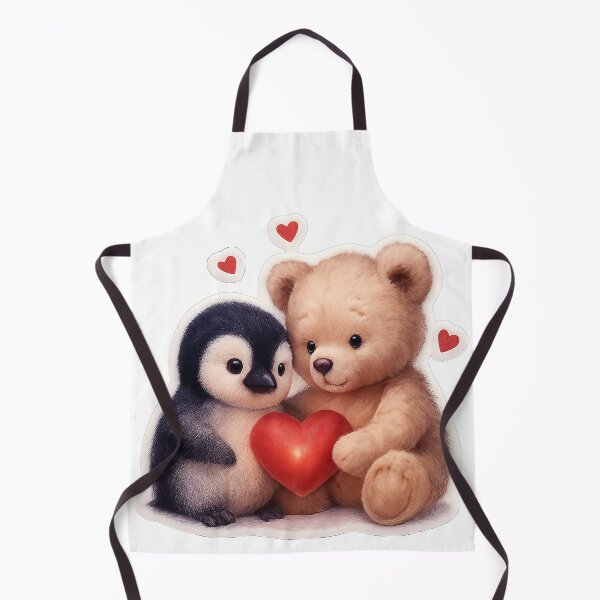 Item preview, Adorable Penguin and Bear Couple Illustration with Glowing Heart Premium High Quality Sticker Design designed and sold by ARTCREATESHOP.