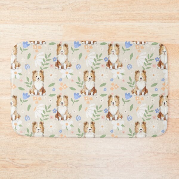 Item preview, Floral Sheltie Dog Pastel Cottagecore Nursery Pattern designed and sold by Big Day Out Designs.
