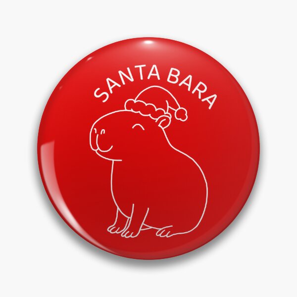 Item preview, White lineart Santabara Smiling Capybara in Santa Hat designed and sold by EmeraldeaArt.