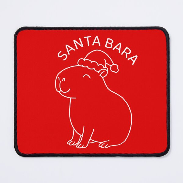 Item preview, White lineart Santabara Smiling Capybara in Santa Hat designed and sold by EmeraldeaArt.
