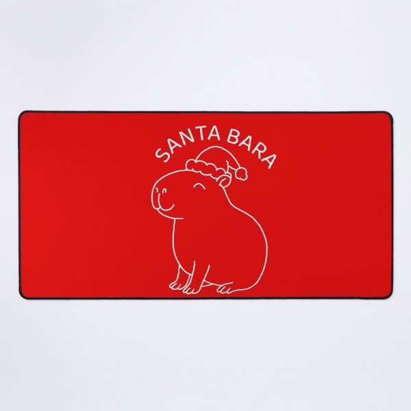 Item preview, White lineart Santabara Smiling Capybara in Santa Hat designed and sold by EmeraldeaArt.