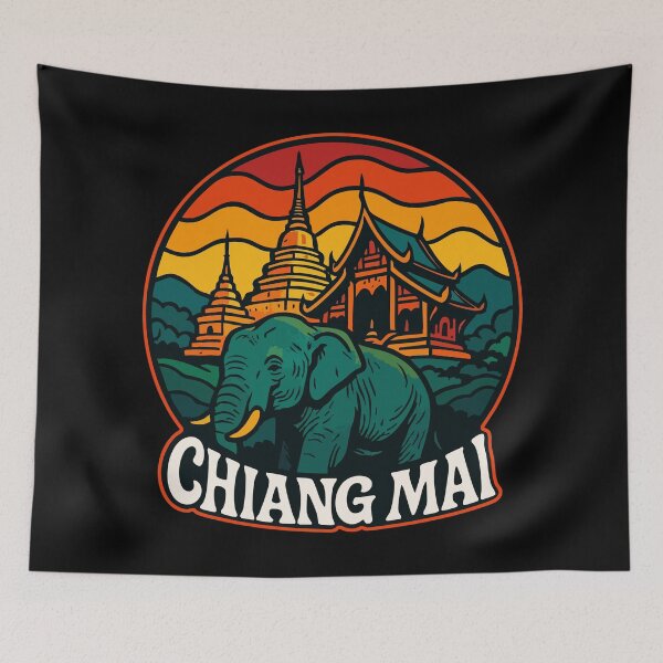 Item preview, Chiang Mai Thailand Retro Travel designed and sold by TomFrontierArt.