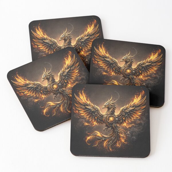 Item preview, Steampunk Phoenix in Flames – Vintage Background designed and sold by Papier Atelier Art.