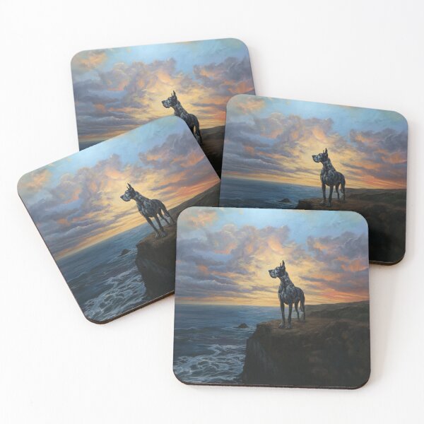 Item preview, A noble Great Dane standing proudly on a cliff overlooking the sea, Dogs in Motion designed and sold by CDC40.